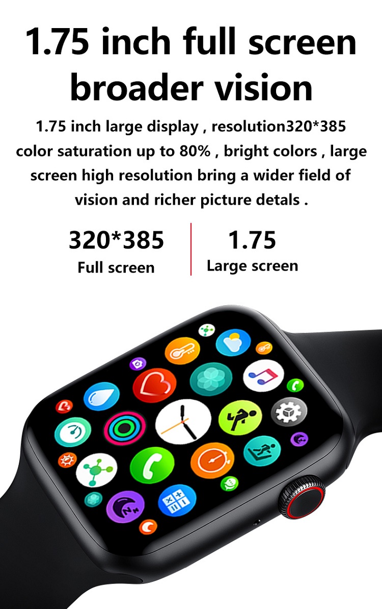 全触摸精确的心率bloop压力spo2监控智能手表用bt致电t500  加